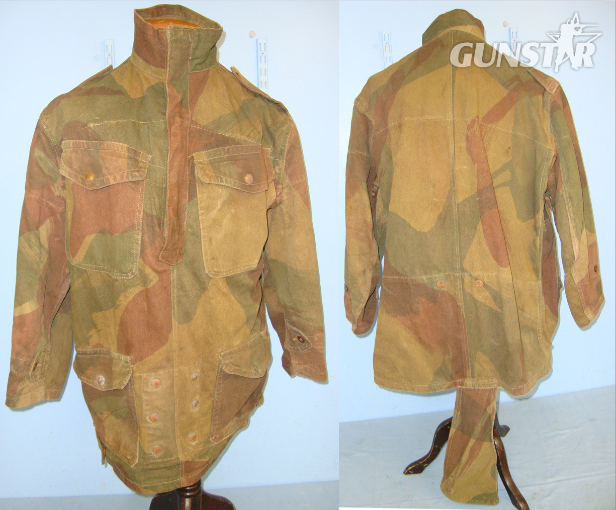  Late WW2 1945 British WD Airborne Paratrooper’s Camouflaged Denison Smock With Correct \\\'Half Zip\\\' Fastener By John Gordon & Co Size 4. Sn 20715  Clothing