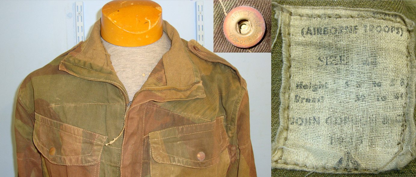Late WW2 1945 British WD Airborne Paratrooper’s Camouflaged Denison Smock With Correct \\\'Half Zip\\\' Fastener By John Gordon & Co Size 4. Sn 20715  Clothing