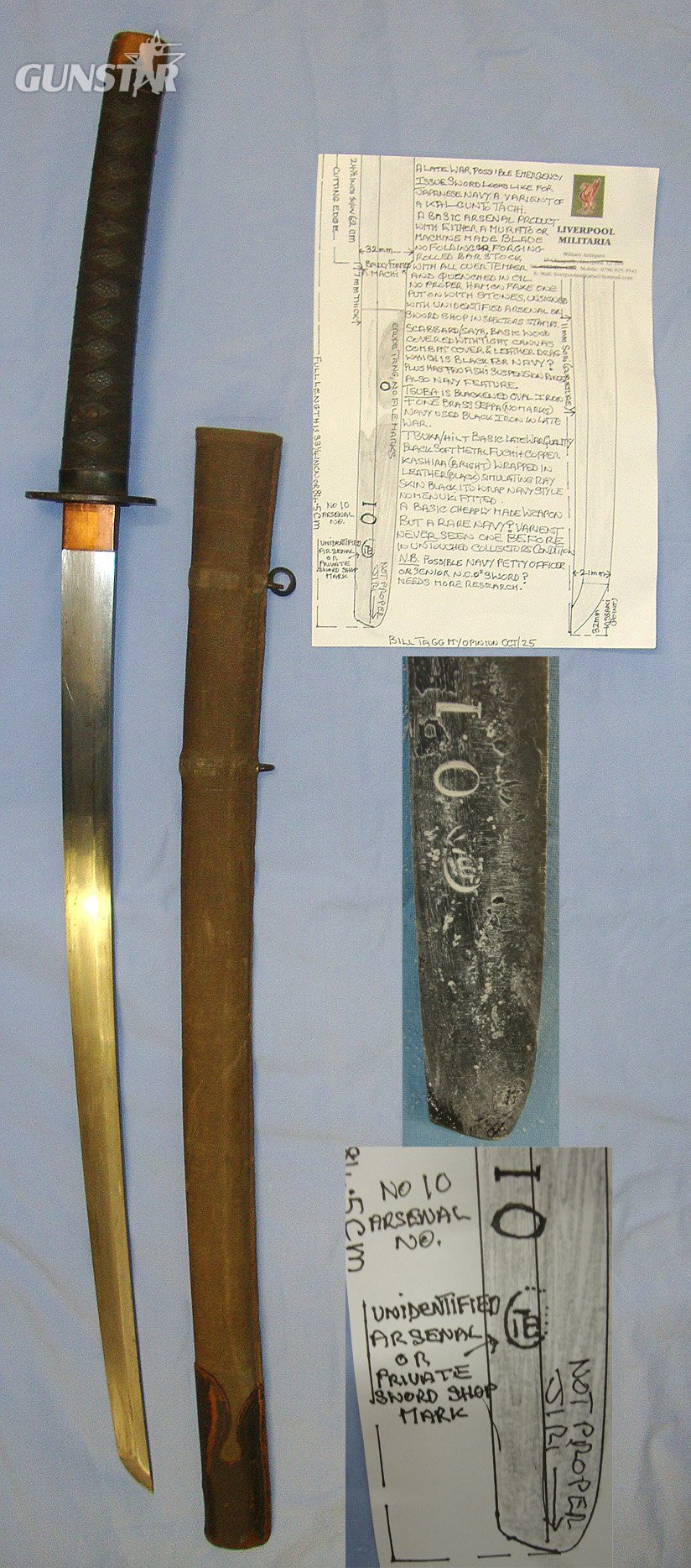 RARE VARIANT**SURRENDERED TROPHY OF WAR**Late WW2 Emergency Issue Japanese Navy Petty Officer Or Senior NCO’s Kai Gunto Tachi Sword With Arsenal / Or Private Sword Shop Numbered & Marked Tang, Scabbard & Expert Assessment. Sn 22877 Sword in 