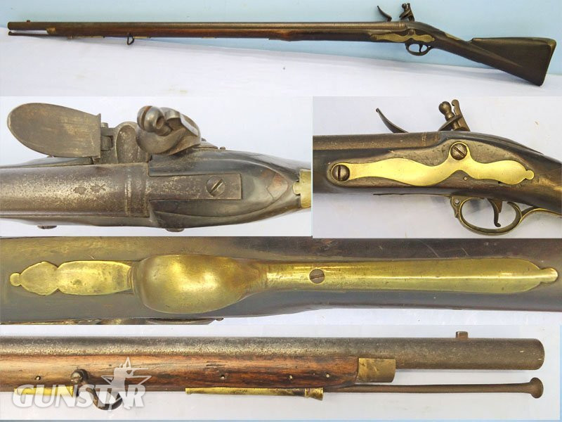 Tower British, Pre 1785, Tower, Short Land Pattern, 42 inch Barrel, Brown Bess .75 inch Calibre, Smooth Bore Musket with 4 ram Rod Tubes. Sn - 21851:4 Muzzleloader .75 Cal Muzzleloader Rifle