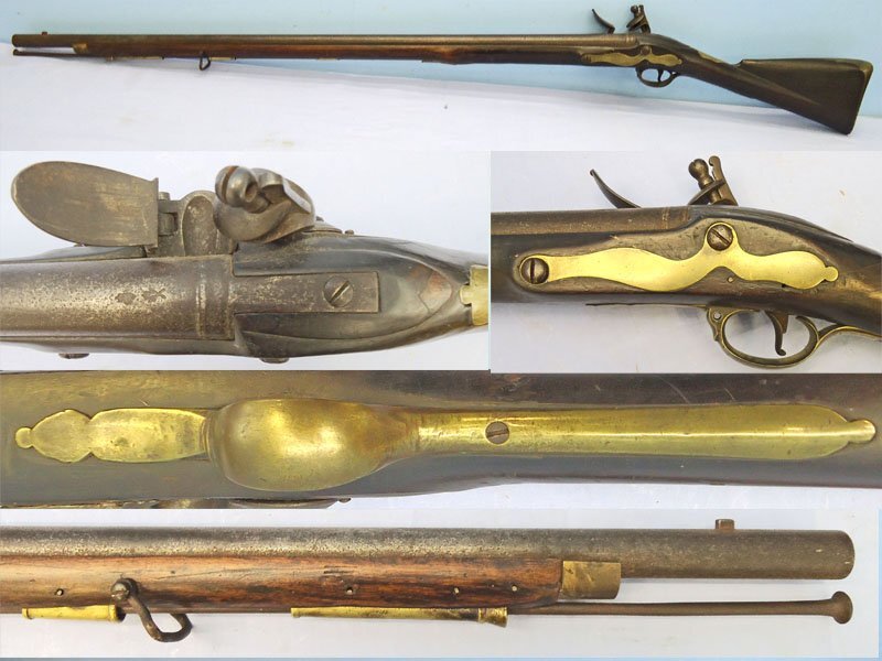 Tower British, Pre 1785, Tower, Short Land Pattern, 42 inch Barrel, Brown Bess .75 inch Calibre, Smooth Bore Musket with 4 ram Rod Tubes. Sn - 21851:4 Muzzleloader .75 Cal Muzzleloader Rifle