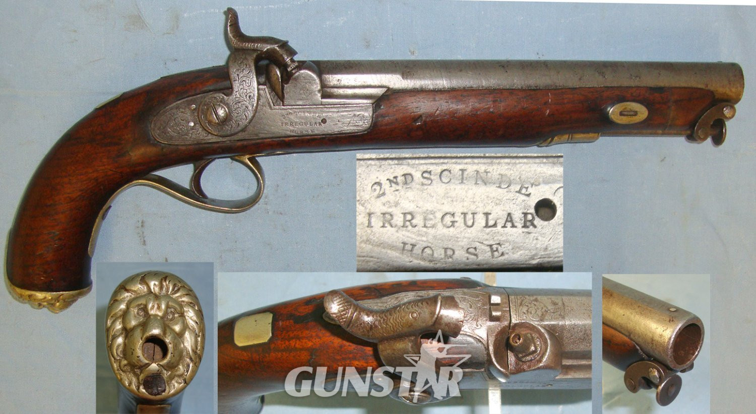 Victorian Era 2nd Scinde Irregular Horse Enfield Pattern .650 Carbine Calibre Percussion Cavalry Pistol Retailed By Garden London With Captive Steel Ram Rod & Brass Lion’s Head Butt Cap. Sn 22426:25 .65 Cal Muzzleloader Muzzleloader in 