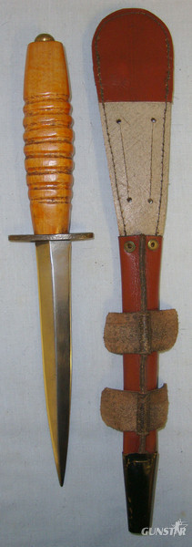  ISSUED BUT UN-USED**WW2 Wood Hilt Fairbairn Sykes, FS Far East Operations Commando & RAF Fighting Knife With ‘X7’ Marked Cross Guard & Scabbard Knive