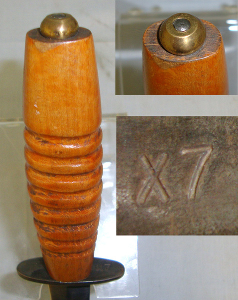 ISSUED BUT UN-USED**WW2 Wood Hilt Fairbairn Sykes, FS Far East Operations Commando & RAF Fighting Knife With ‘X7’ Marked Cross Guard & Scabbard Knive