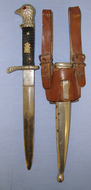 SCARCE**WW2 Era Romanian Axis Powers Army Officer’s Eagle’s Head Hilt Dress Dagger With Crown MI (King Michael 1st) Device & Scabbard With Original Leather Frog Dagger