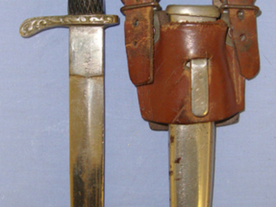 SCARCE**WW2 Era Romanian Axis Powers Army Officer’s Eagle’s Head Hilt Dress Dagger With Crown MI (King Michael 1st) Device & Scabbard With Original Leather Frog Dagger