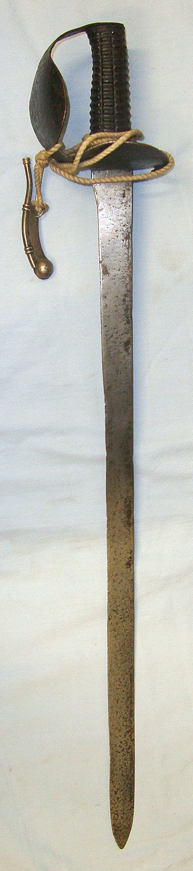  RARE**NAPOLEONIC WARS ERA**British 1804 Pattern Royal Navy Seaman’s Boarding Cutlass With Correct ‘Figure Of 8’ Guard Hilt, Rope Lanyard With WD Brass Boatswain's Call (or Bosun's Pipe) Attached. Sn 23174:31 Sword