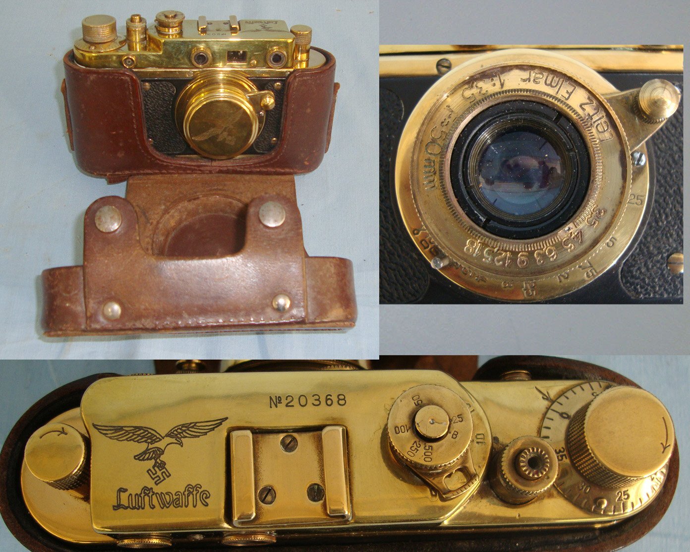 Quality Made Post WW2 Soviet Russian Reproduction Leica Nazi German Luftwaffe 35mm Camera With Case. OPT 861  Other Accessory