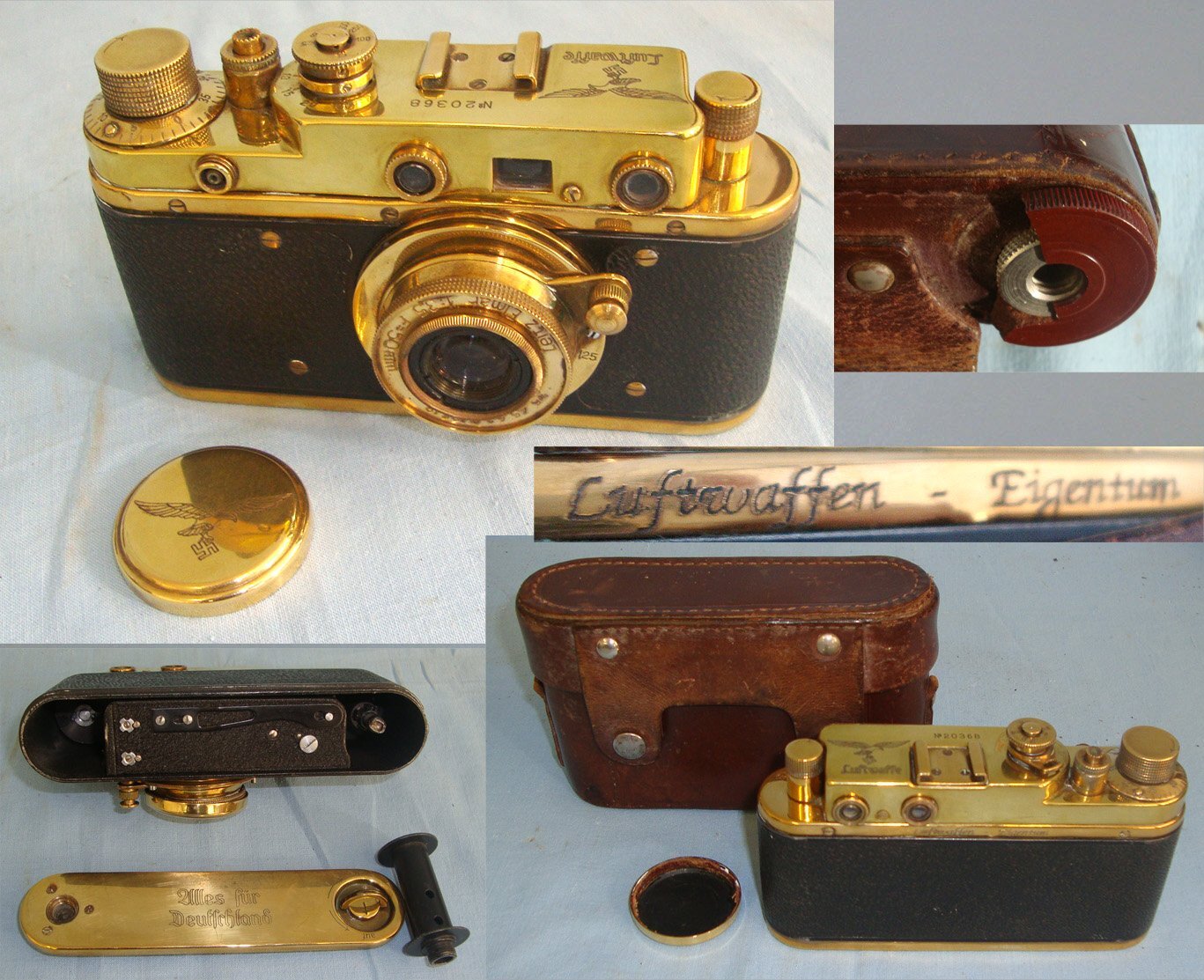  Quality Made Post WW2 Soviet Russian Reproduction Leica Nazi German Luftwaffe 35mm Camera With Case. OPT 861  Other Accessory
