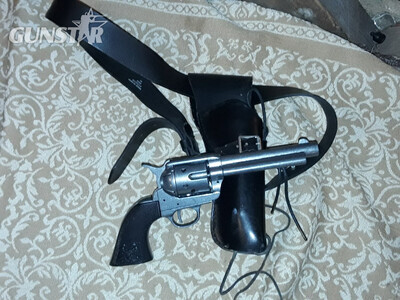 Denix COLT PEACEMAKER 'GUNFIGHTER' RIG GREY/BLACK EAGLE GRIPS - Non-firing