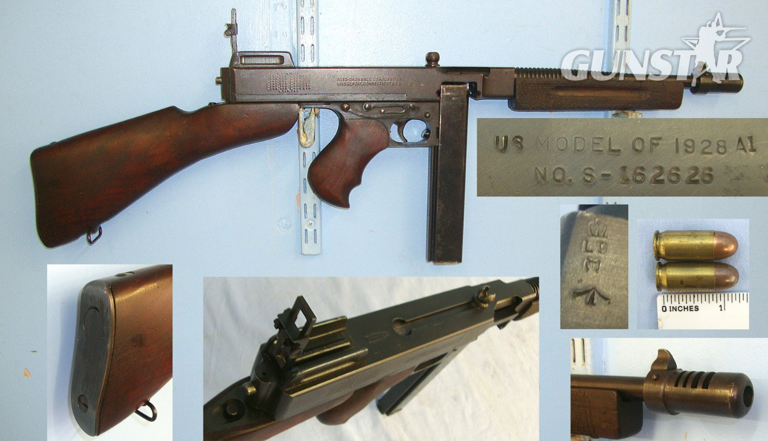 WW2 Era British WD Commando’s Thompson USA Model 1928 A1 Auto Ordnance Corp .45 ACP Calibre Sub Machine Gun With Seymour Products Co’ 30 Round Stick Magazine, Sling Configured For Commando Use & 2 Inert Deactivated Rounds Of Ammunition**MOVING PARTS** thompson None  Machine Gun in 