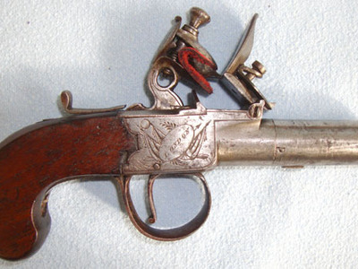 Thomas Spencer,London .45” Bore Flintlock Pocket Pistol With Screw Off Barrel. .45 Muzzleloader