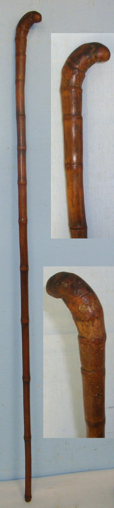 WW1 Era British Officer’s Bamboo Walking / Swagger Sword Stick With Square Shank Form Blade & Root Ball Handle. Sn 22166 Sword