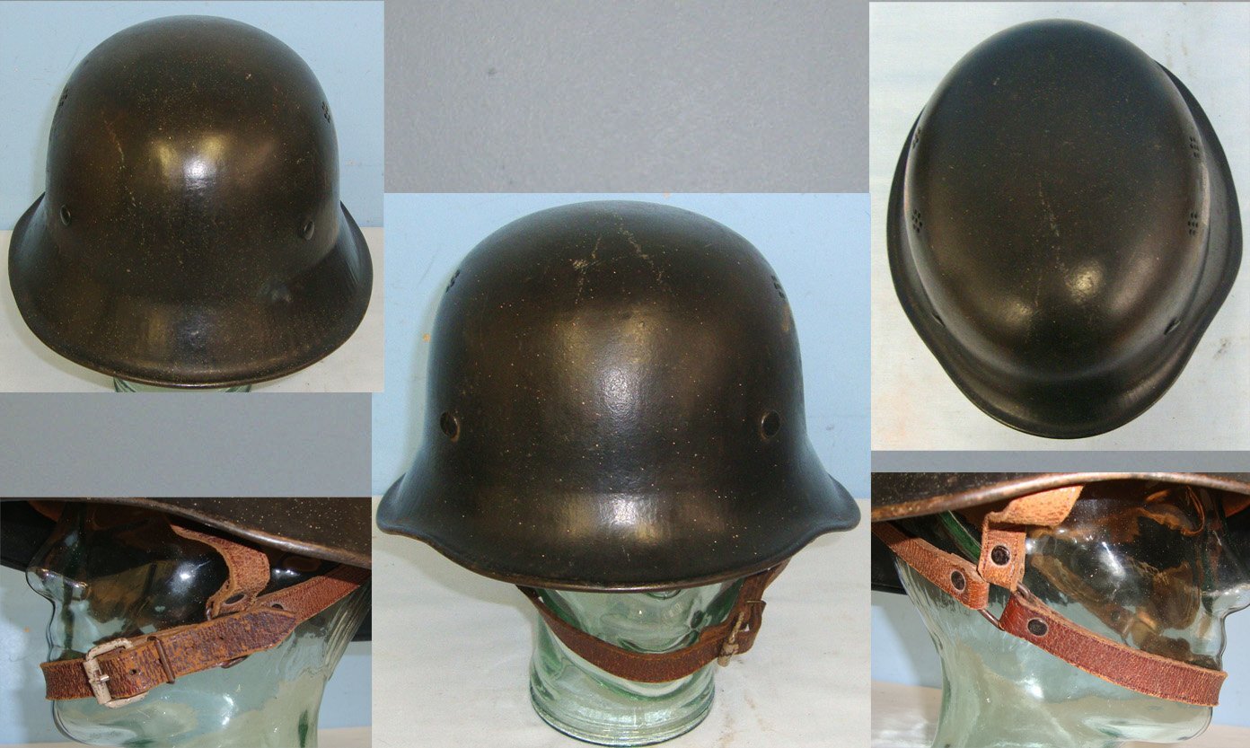  ORIGINAL**WW2 Nazi German Fire Protection Police Double Decal Combat Helmet With Original Liner & Correct Original ‘Y’ Harness Chinstrap System. Sn 22838  Clothing