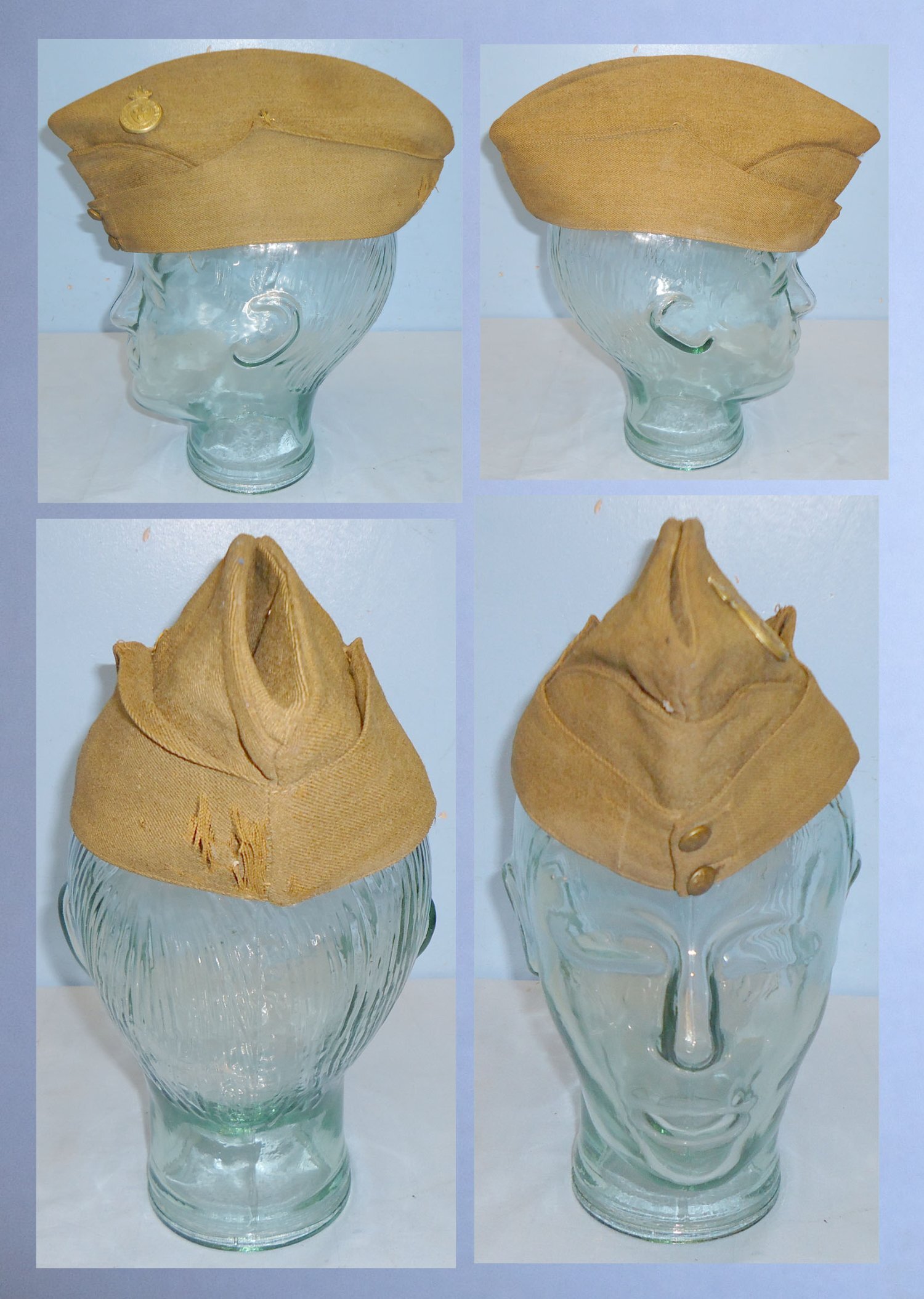 Rare* WWI/II Shropshire Yeomanry other Ranks Field Service/side Cap with Brass Kings Crown Badge. 22441:7. Rare* WWI/II Shropshire Yeomanry other Ranks Field Service/side Cap with Brass Kings Crown Badge. 22441:7.  Clothing
