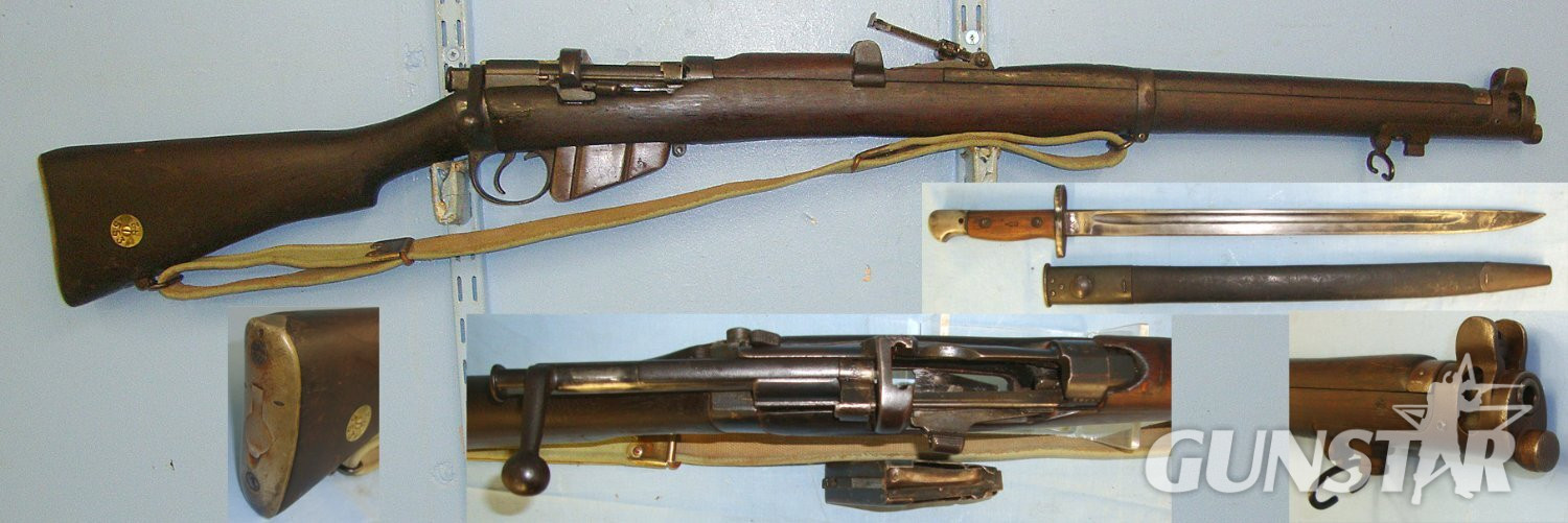 WW1 / WW2 Era British BSA Co. Contract Lee Enfield Short Magazine SMLE No.1 MK III .303 Calibre Rifle & Sling With WW1 1918 Dated WD Wilkinson 1907 Pattern Bayonet & Scabbard** UK DEACTIVATION COCKS & DRY FIRES** D 6055 Bolt Action None Rifle in 