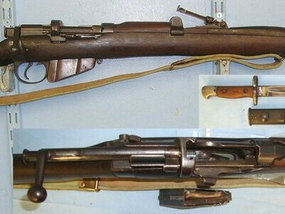 WW1 / WW2 Era British BSA Co. Contract Lee Enfield Short Magazine SMLE No.1 MK III .303 Calibre Rifle & Sling With WW1 1918 Dated WD Wilkinson 1907 Pattern Bayonet & Scabbard** UK DEACTIVATION COCKS & DRY FIRES** D 6055 Bolt Action None Rifle