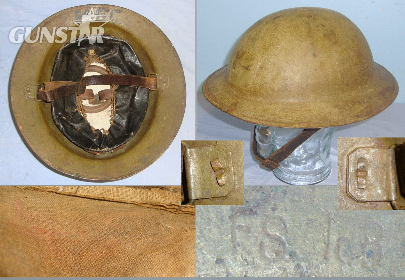 RARE** WW1 British Machine Gun Corps (MGC) T. Firth & Sons Ltd (FS 188) MK II 1918 Pattern Brodie Trench Helmet With Period Hand Painted MGC On Rim, Liner & Chin Strap. Sn 22083  Antique & Militaria