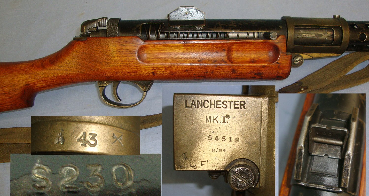 WW2 1943 Lanchester MK I* 9mm Calibre Sub Machine Gun By ‘M/49’ (Francis & Barnes Ltd Coventry) & ‘S 230’ (Mann’s Engineering Ltd Essex) With 50 Round Magazine & Sling**COCKS & DRY FIRES EARLY UK 1995 DEACTIVATION** Sn 23484:64 None Machine Gun