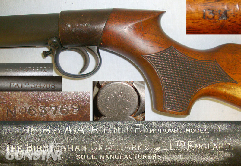 BSA With WW1 Dated Silver Presentation Stock Plate Engraved ‘Presented By The Cheadle Special Constables To Their Instructor Ex Sergt Gibbon Mar 3rd 1915’ .177
