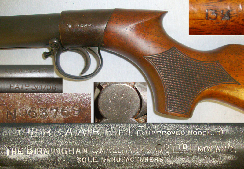BSA With WW1 Dated Silver Presentation Stock Plate Engraved ‘Presented By The Cheadle Special Constables To Their Instructor Ex Sergt Gibbon Mar 3rd 1915’ .177