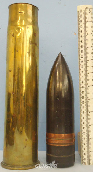  DEACTIVATED INERT. Unfired WW 1 British Naval 6 Pounder (57x307R) Nordenfelt Hig DEACTIVATED INERT. Unfired WW 1 British Naval 6 Pounder (57x307R) Nordenfelt Hig Antique & Militaria