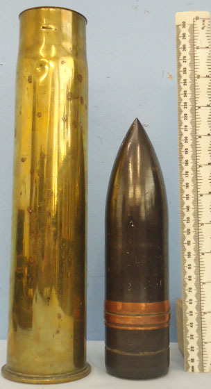  DEACTIVATED INERT. Unfired WW 1 British Naval 6 Pounder (57x307R) Nordenfelt Hig DEACTIVATED INERT. Unfired WW 1 British Naval 6 Pounder (57x307R) Nordenfelt Hig Antique & Militaria