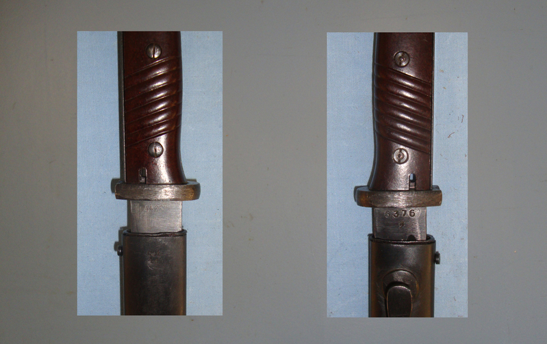 German late WW2 M88/89 3rd Model Bayonet & Scabbard. Bayonet