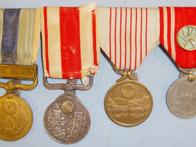Unique* Mounted for wear, Japanese Medal Group (4 Medals) from the Estate of Major W Rawlings I.A.O.C.  M 379. Unique* Mounted for wear, Japanese Medal Group (4 Medals) from the Estate of Major W Rawlings I.A.O.C.  M 379. Other Accessory
