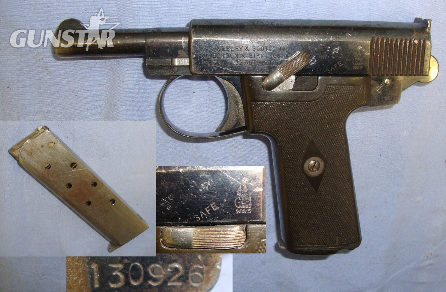 Webley & Scott Semi Automatic Pistol. Sn 22778 None Semi Auto
