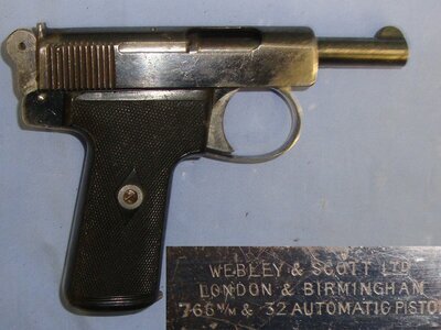 Webley & Scott Semi Automatic Pistol. Sn 22778 None Semi Auto