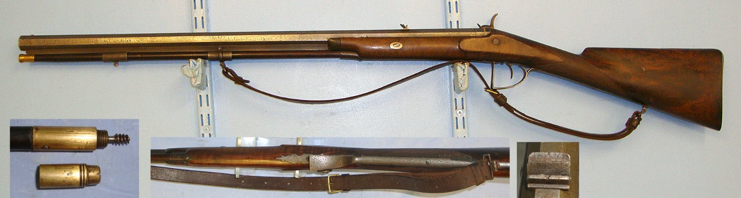  Victorian English Jackson Nottingham 18 Bore, Belted Ball, Percussion Deer Hunting / Sporting Rifle With Octagonal Barrel, Removable Brass Muzzle Stopper & Period Leather Sling. Sn 15815 percussion rifle Muzzleloader None Rifle