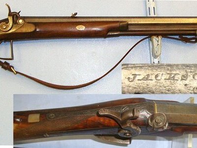 Victorian English Jackson Nottingham 18 Bore, Belted Ball, Percussion Deer Hunting / Sporting Rifle With Octagonal Barrel, Removable Brass Muzzle Stopper & Period Leather Sling. Sn 15815 percussion rifle Muzzleloader None Rifle