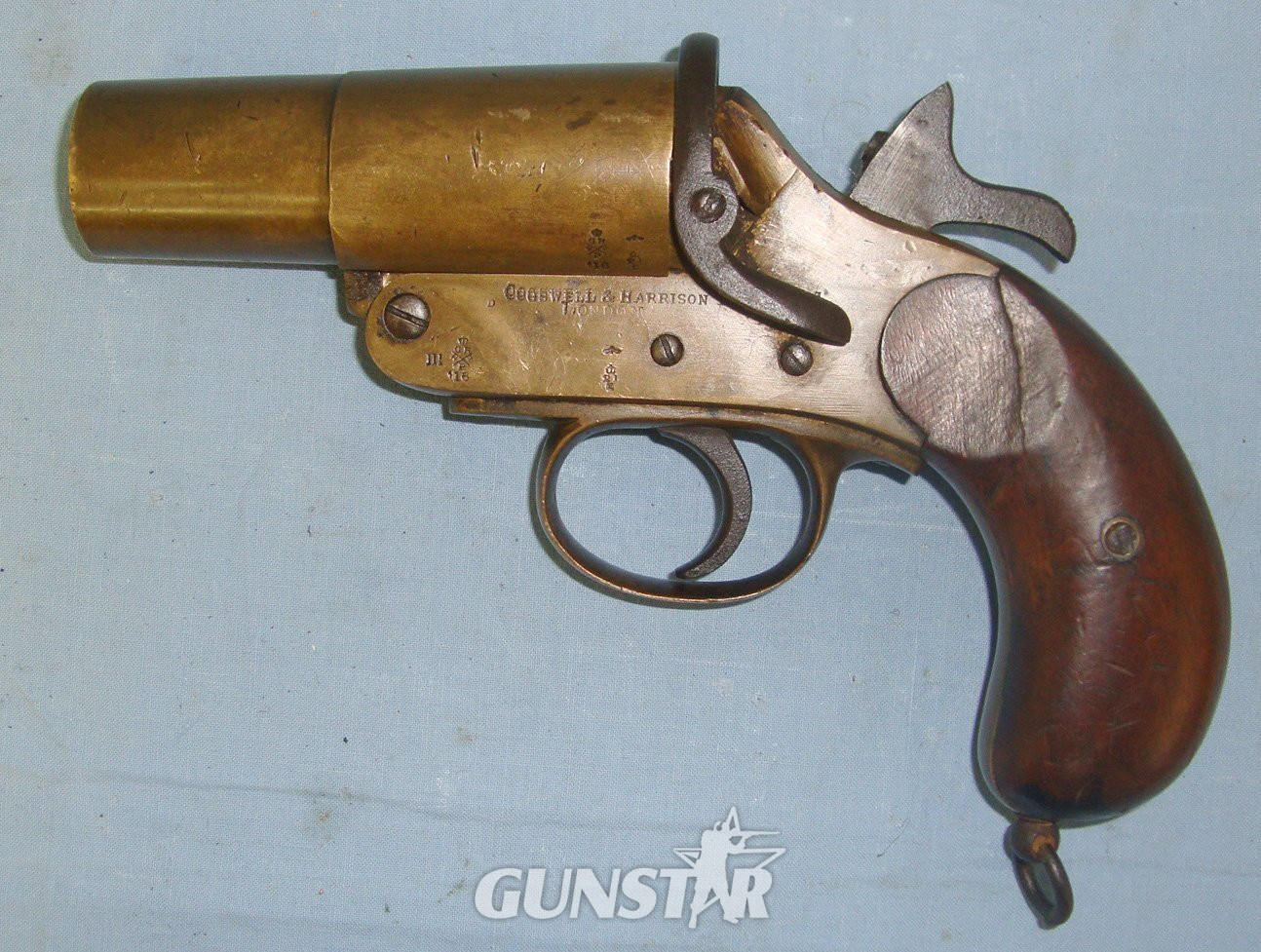  WW1 British WD 1915 & 1916 Dated Brass 1\" Trench Flare Signal Pistol By Cogswell & Harrison (London). Sn 22426:78 None  Rocket Launcher