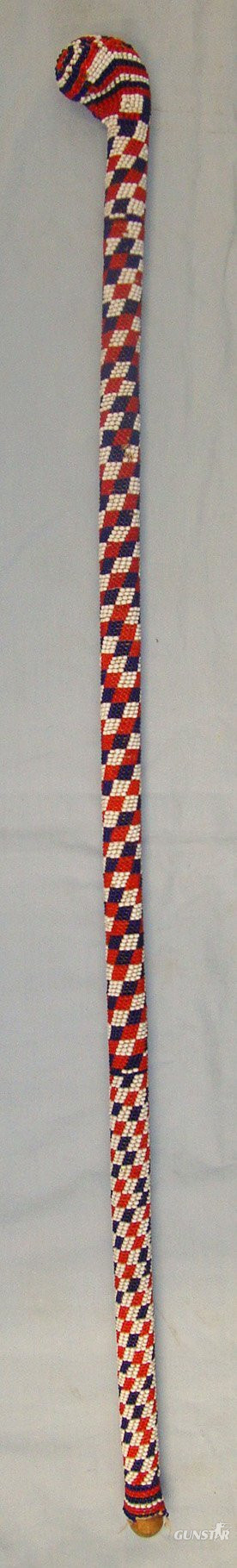 WW1 Turkish / Ottoman Prisoner Of War Hand Made Beaded Walking Stick. Sn 21566  Antique & Militaria in 