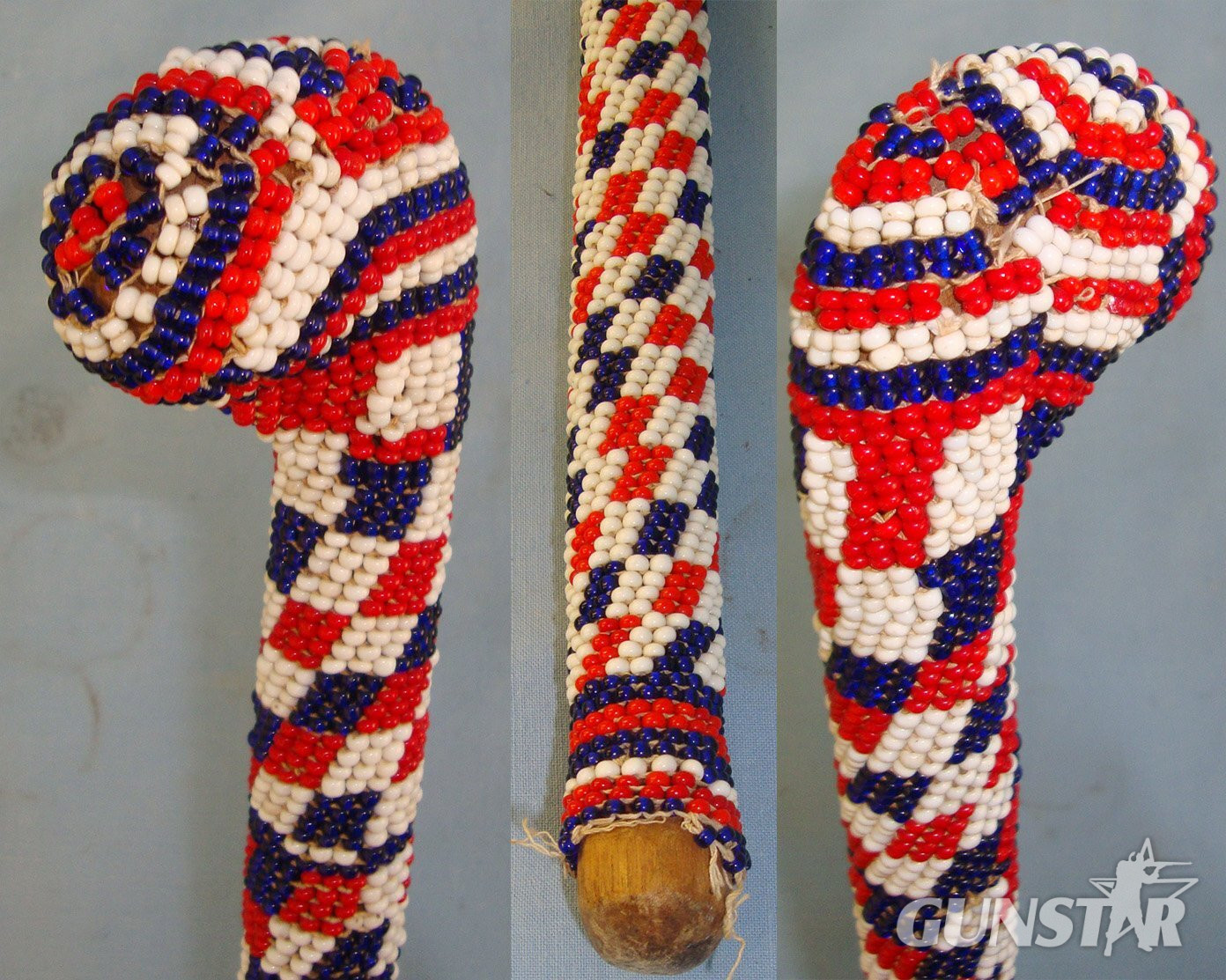 WW1 Turkish / Ottoman Prisoner Of War Hand Made Beaded Walking Stick. Sn 21566  Antique & Militaria