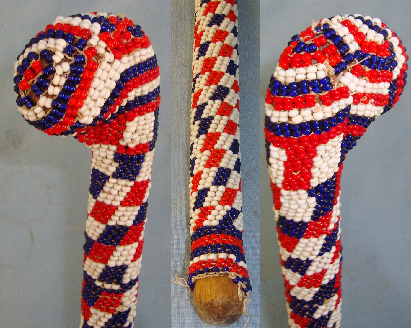 WW1 Turkish / Ottoman Prisoner Of War Hand Made Beaded Walking Stick. Sn 21566  Antique & Militaria