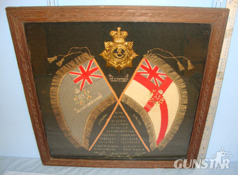 Hand Stitched Peninsular Wars Battle Honours & Crossed Standards Of The 53rd/ 85 Original Framed Hand Stitched Peninsular Wars Battle Honours & Crossed Standards Other Accessory in 