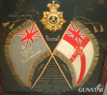 Hand Stitched Peninsular Wars Battle Honours & Crossed Standards Of The 53rd/ 85 Original Framed Hand Stitched Peninsular Wars Battle Honours & Crossed Standards Other Accessory