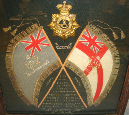 Hand Stitched Peninsular Wars Battle Honours & Crossed Standards Of The 53rd/ 85 Original Framed Hand Stitched Peninsular Wars Battle Honours & Crossed Standards Other Accessory