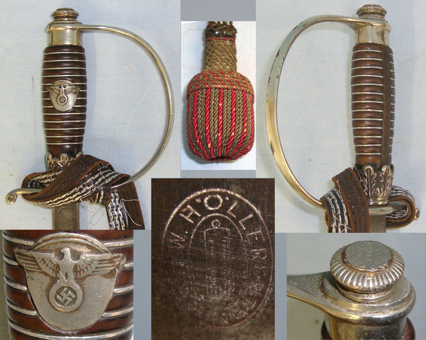 ORIGINAL**WW2 Era Nazi German Fire Protection Police Officer Rank Furhredegen Dress Sword By Holler, Solingen With Fire Protection Police Officer’s Bullion Cord & Portepee & Scabbard. Sn 22850 Sword