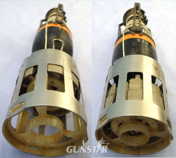 INERT DEACTIVATED. BL755 Anti-Tank & Runway Cratering Bomblet, Stand Off Assembly, Arming Vane & Tail Fin. - O 2118 INERT DEACTIVATED. BL755 Anti-Tank & Runway Cratering Bomblet, Stand Off Assembly, Arming Vane & Tail Fin. - O 2118  Other Ammunition