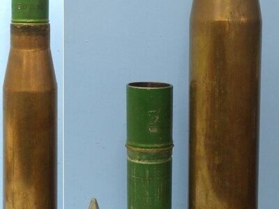 SMK - Sportsmarketing INERT DEACTIVATED. Scarce, Unfired, British 20pr (84x618R) Smoke (SMK) Base Eject Round. Sn - 22846:90  Other Ammunition