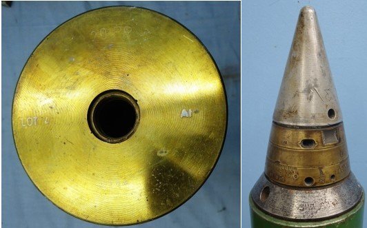 SMK - Sportsmarketing INERT DEACTIVATED. Scarce, Unfired, British 20pr (84x618R) Smoke (SMK) Base Eject Round. Sn - 22846:90  Other Ammunition