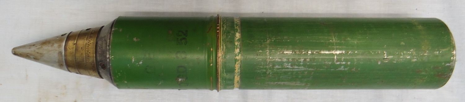 {CATEGORY} - SMK - Sportsmarketing INERT DEACTIVATED. Scarce, Unfired, British 20pr (84x618R) Smoke (SMK) Base Eject Round. Sn - 22846:90  Other Ammunition in 
