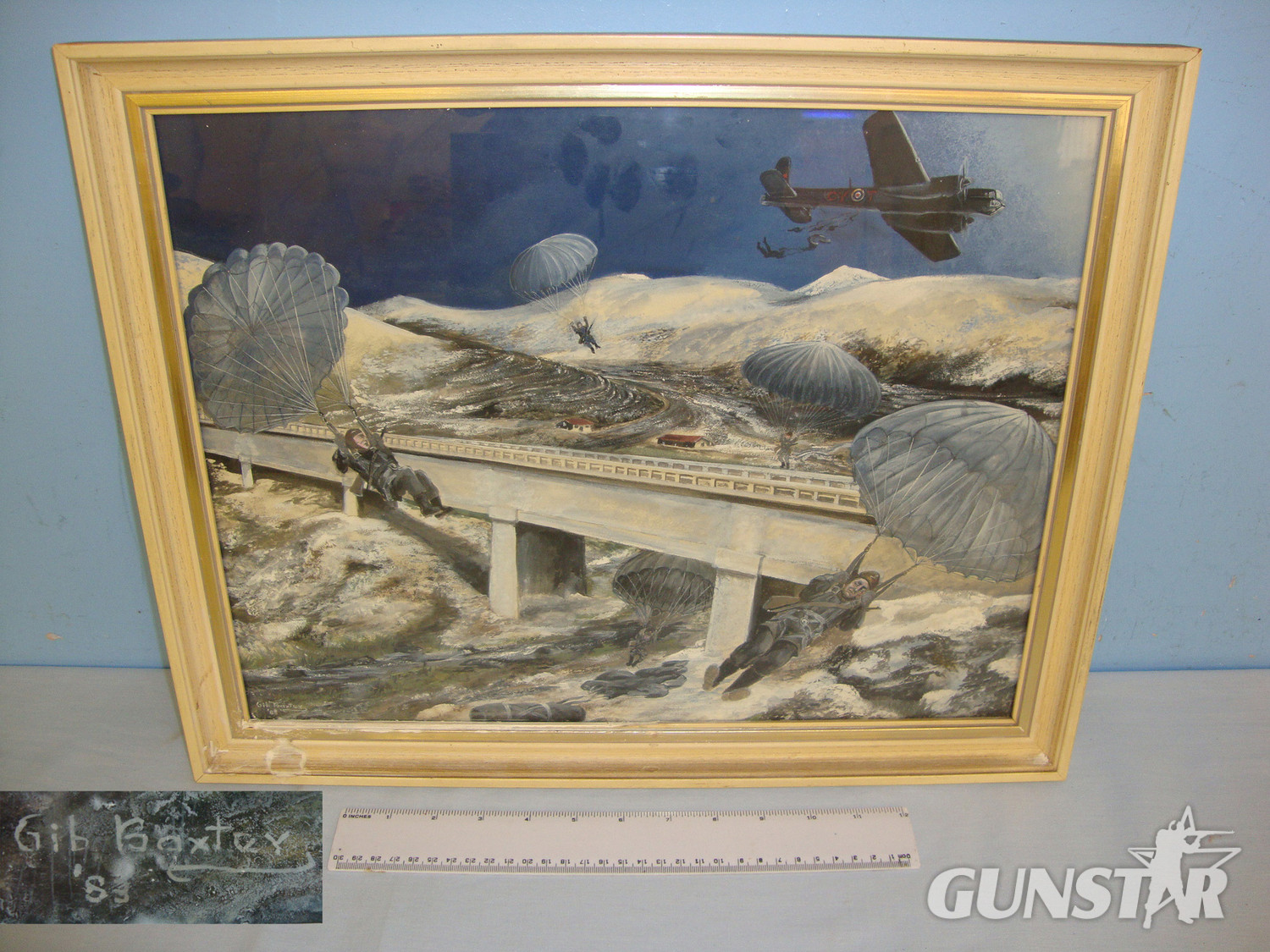1983 Gib Baxter Watercolour Painting Of Operation Colossus The 1st British Airborne Assault By X Troop 1941 To Destroy An Aqueduct Near Calitri Italy. Sn 20790  Antique & Militaria in 