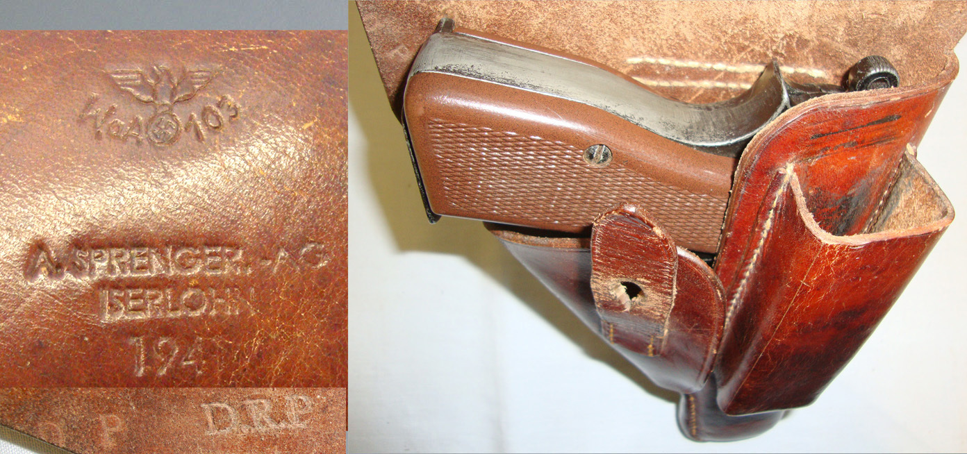 MINT** WW2 1941 Nazi German Holster For Captured & Occupied Belgium Nazi Production Browning Hi Power Model 1935 9mm Calibre Semi Auto Pistols By Sprenger Iserlohn. Sn 20836 Other Accessory