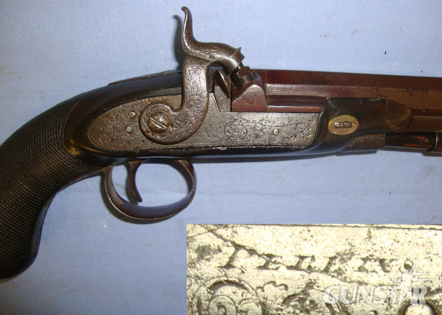 1834-1853 English Perrins (Worcester Or Berkshire) 28 Bore Percussion Overcoat / Traveling Pistol With Octagonal Barrel. Sn 21532:3 20 Bore/gauge Muzzleloader