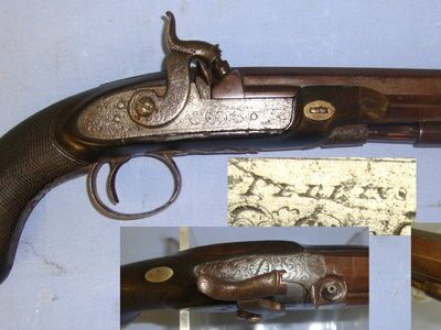 1834-1853 English Perrins (Worcester Or Berkshire) 28 Bore Percussion Overcoat / Traveling Pistol With Octagonal Barrel. Sn 21532:3 20 Bore/gauge Muzzleloader