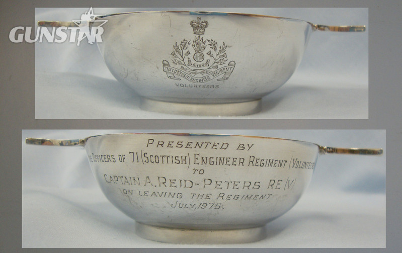 A 1975 Silver Regimental Scottish Drinking Cup To Scottish Volunteer Engineer Regiment. Sn:11355. A 1975 Silver Regimental Scottish Drinking Cup To Scottish Volunteer Engineer Regiment. Sn:11355. Other Accessory